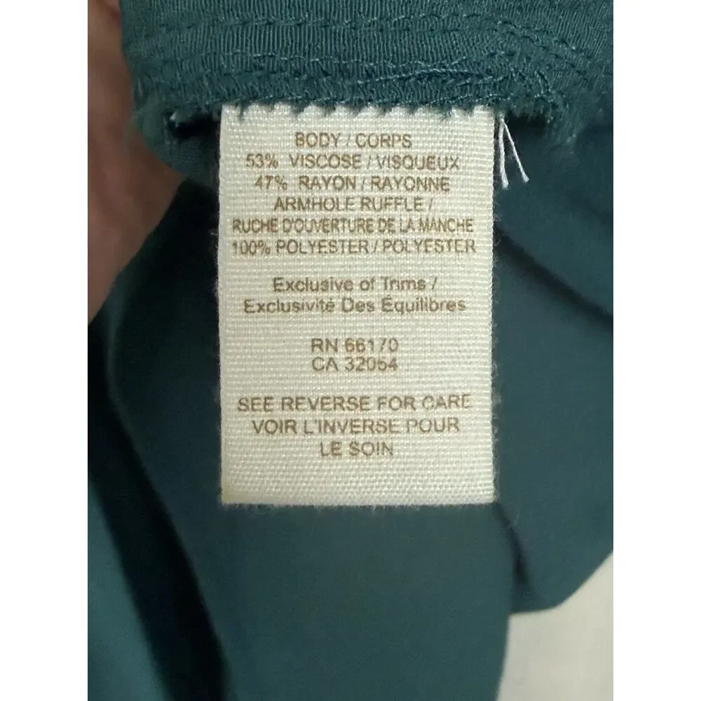 Free People Mini Dress Women’s Sz 8 Ruffle Trim Jade Green Open Sides Pockets - Picture 11 of 15